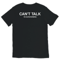 Black CAN’T TALK I’M AURAFARMING graphic t-shirt with white aura farming meme print by DBG Apparel