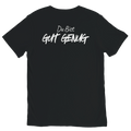 Black DU BIST GUT GENUG graphic t shirt with white viral German meme text by DBG Apparel