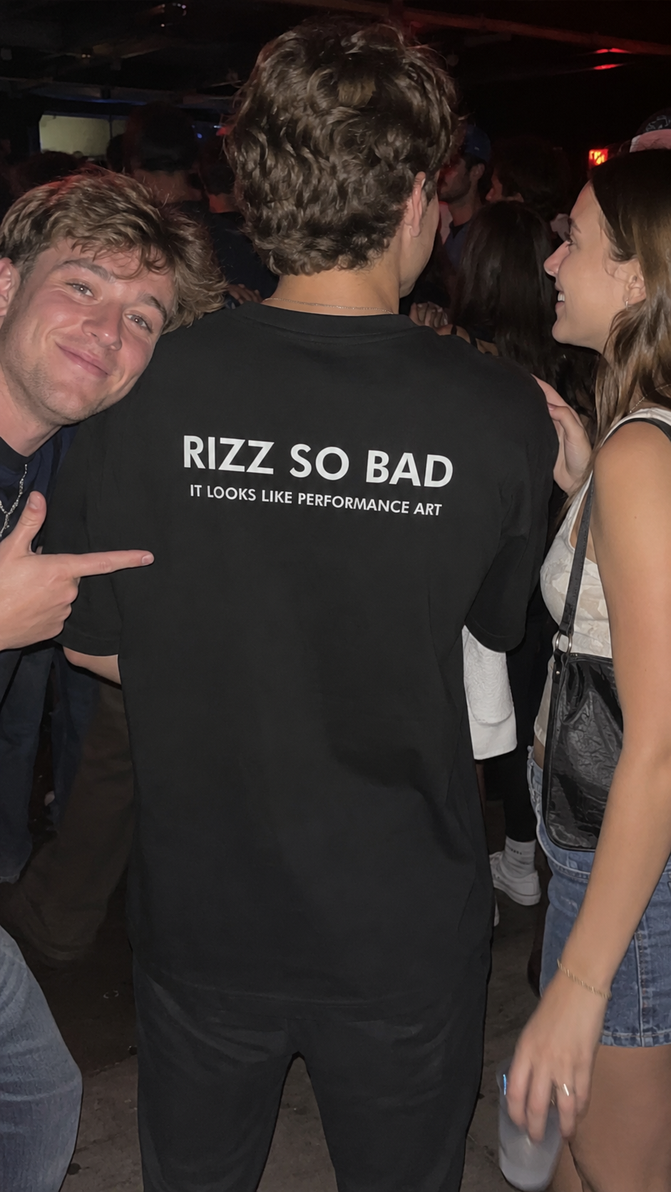 RIZZ SO BAD IT LOOKS LIKE PERFORMANCE ART T-SHIRT BLACK