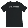 Black UNDIAGNOSED BUT HIGHLY OPTIMIZED graphic t-shirt with white meme text by DBG Apparel